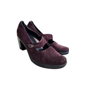 Dansko Tara Mary Jane Pumps Women EU 39 Wine Burgundy Suede Block Heel Platform